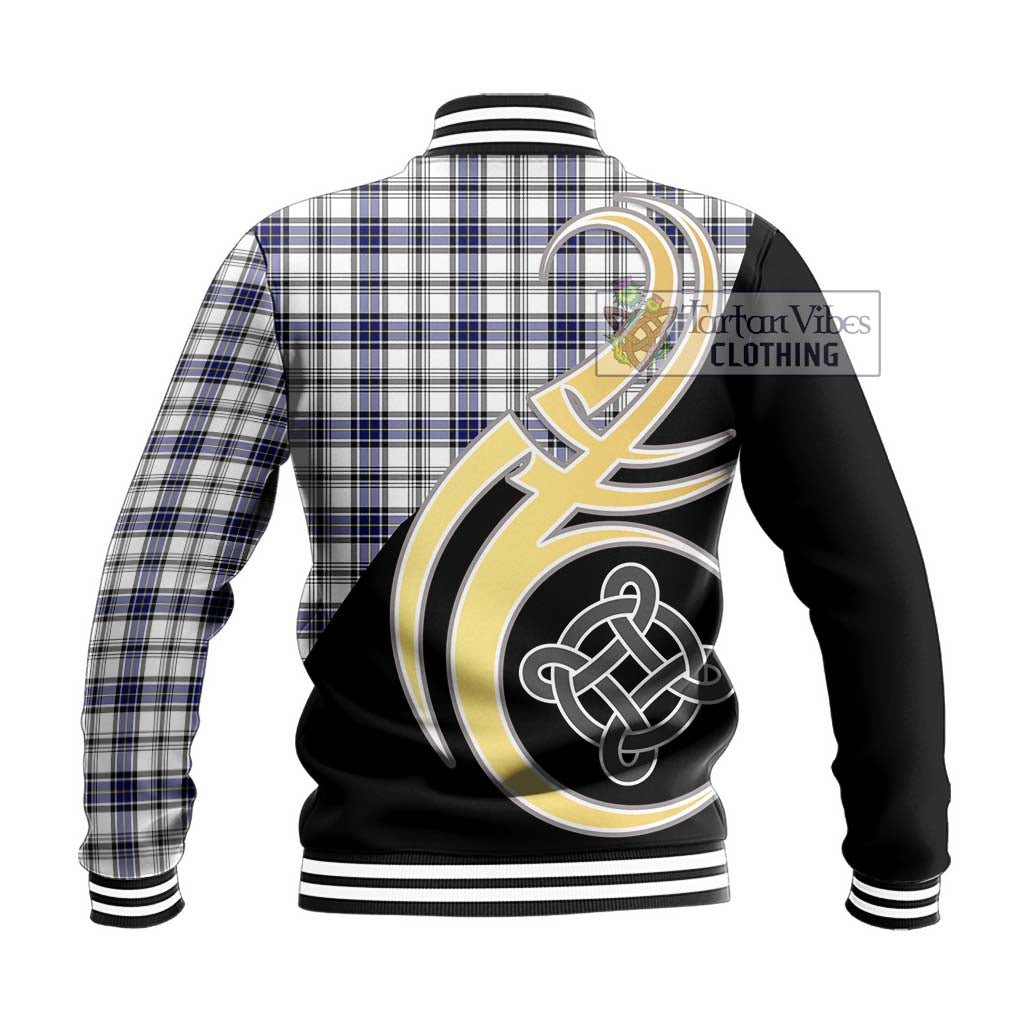 Hannay Tartan Baseball Jacket with Family Crest and Celtic Symbol Style - Tartan Vibes Clothing