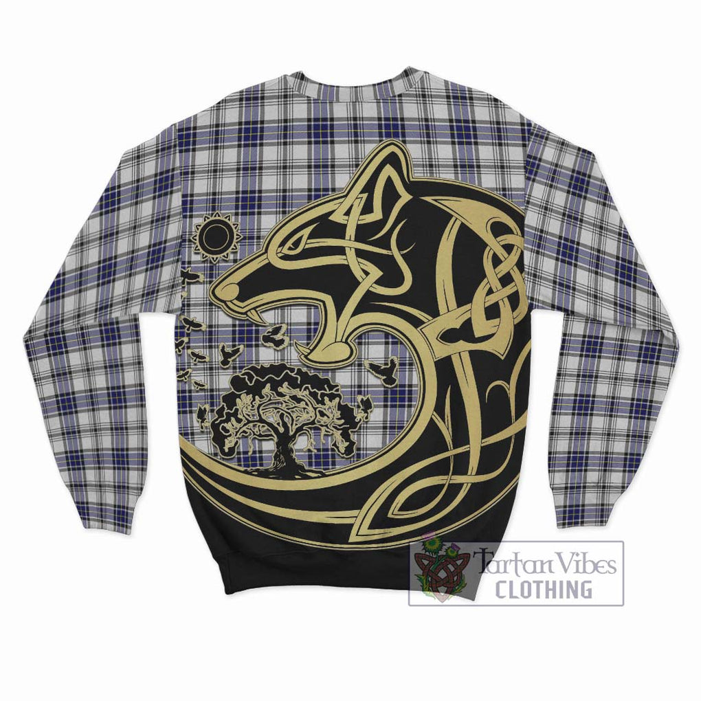 Hannay Tartan Sweatshirt with Family Crest Celtic Wolf Style - Tartan Vibes Clothing