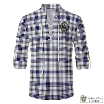 Hannay Tartan Men's Scottish Traditional Jacobite Ghillie Kilt Shirt with Family Crest