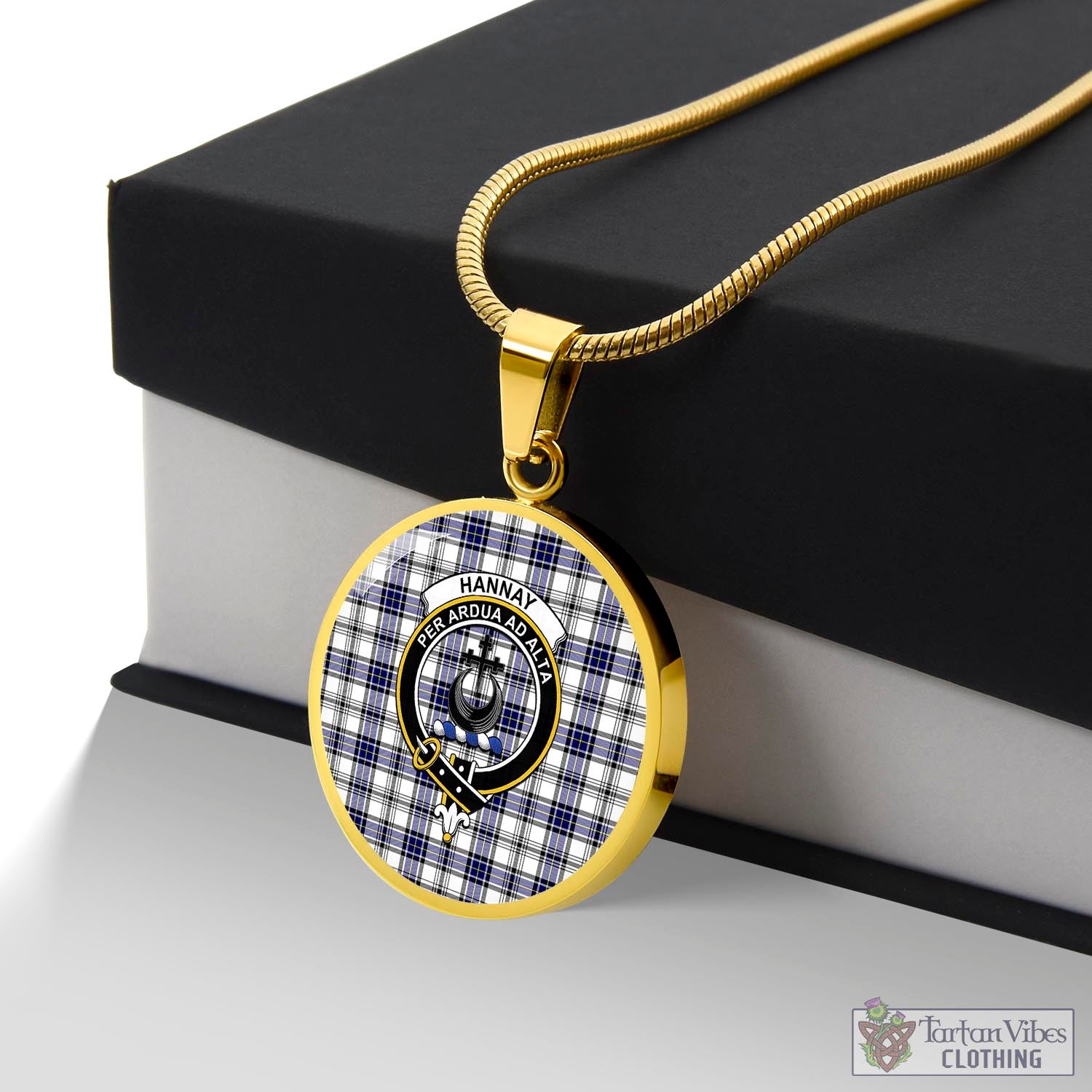 Tartan Vibes Clothing Hannay Modern Tartan Circle Necklace with Family Crest