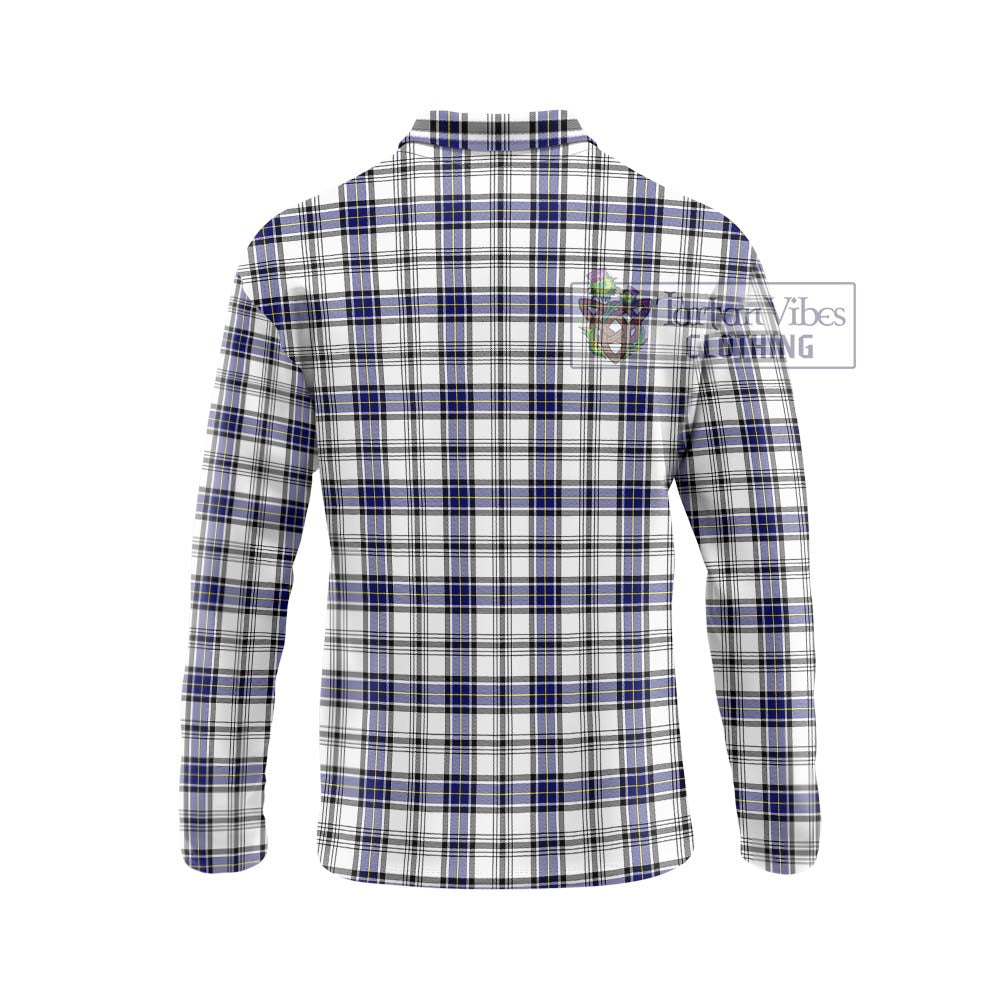 Hannay Tartan Long Sleeve Polo Shirt with Family Crest DNA In Me Style - Tartanvibesclothing Shop