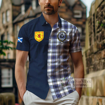 Hannay Tartan Short Sleeve Button Shirt Alba with Scottish Lion Royal Arm Half Style