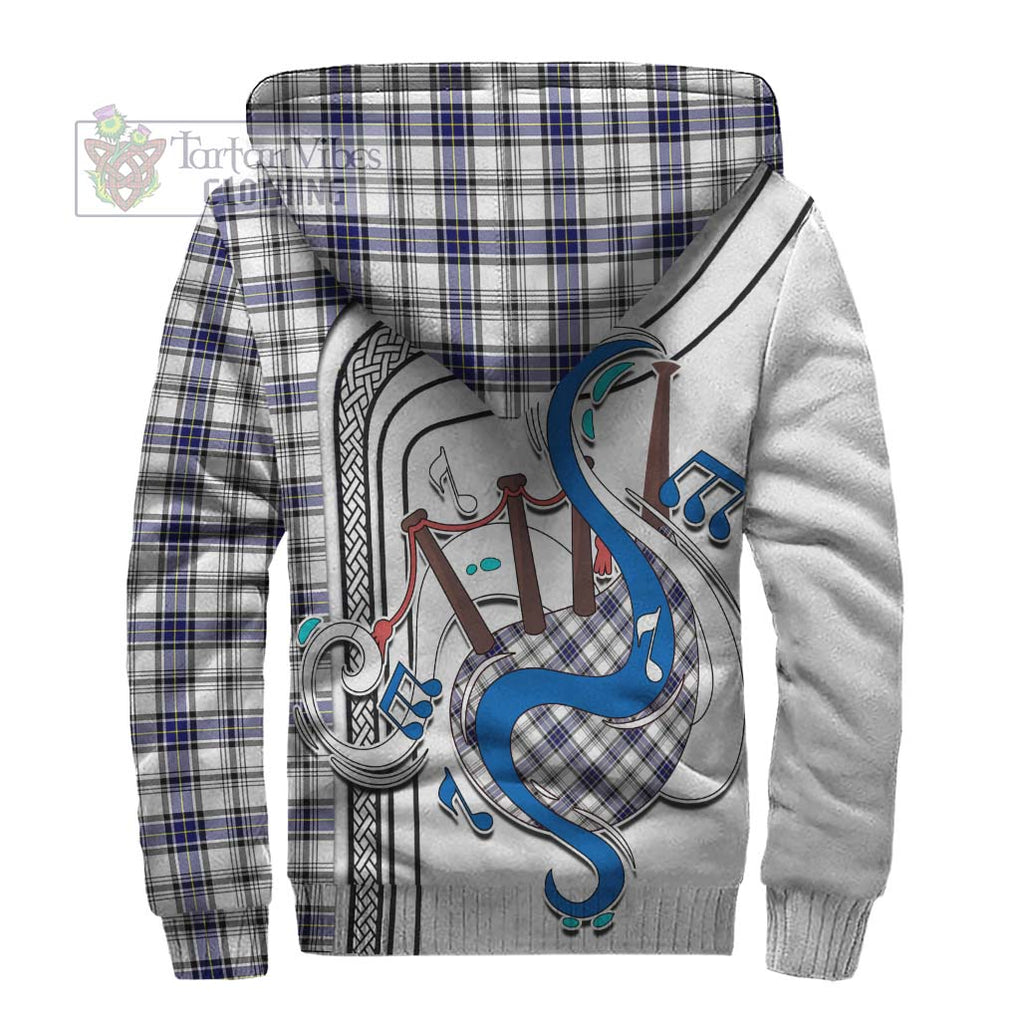 Hannay Tartan Sherpa Hoodie with Epic Bagpipe Style - Tartanvibesclothing Shop