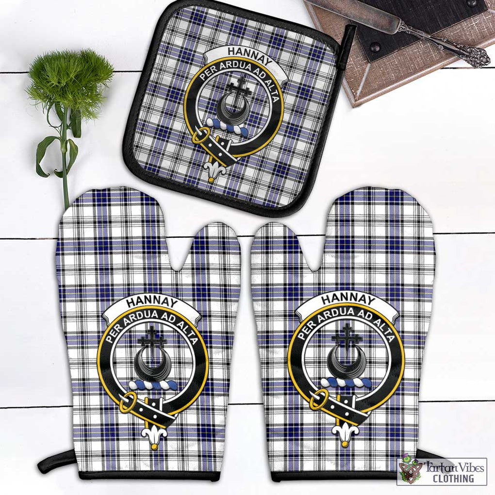 Hannay Tartan Combo Oven Mitt & Pot-Holder with Family Crest Black - Tartan Vibes Clothing
