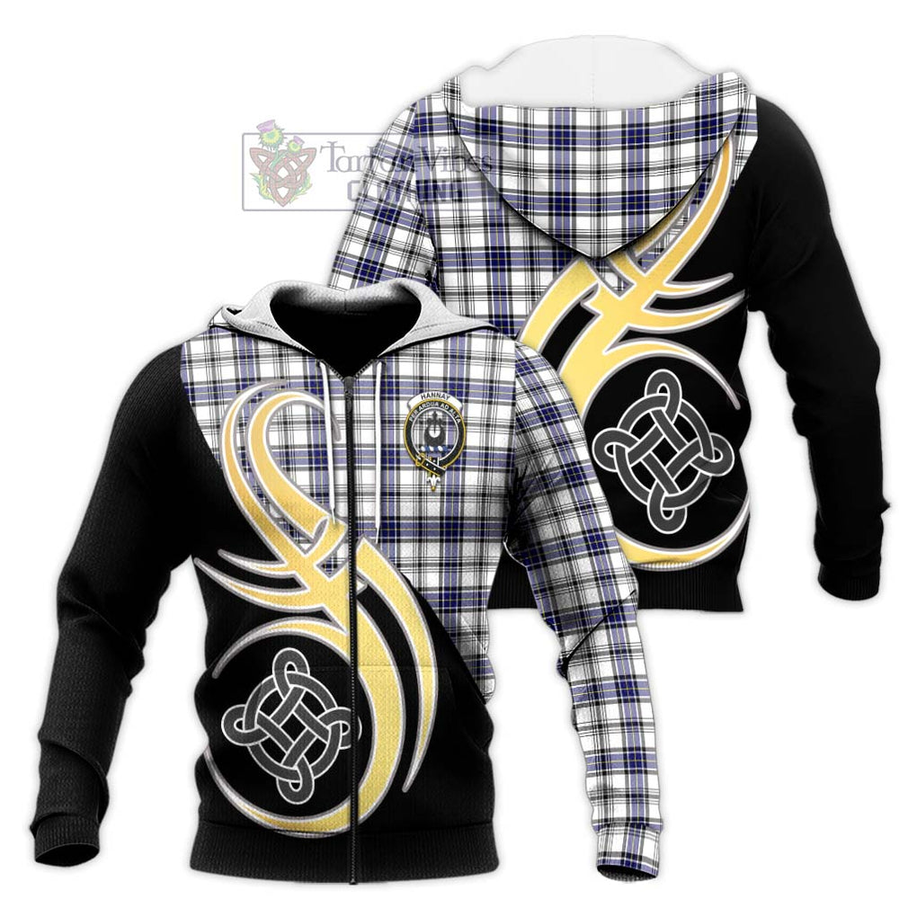 Hannay Tartan Knitted Hoodie with Family Crest and Celtic Symbol Style Unisex Knitted Zip Hoodie - Tartan Vibes Clothing