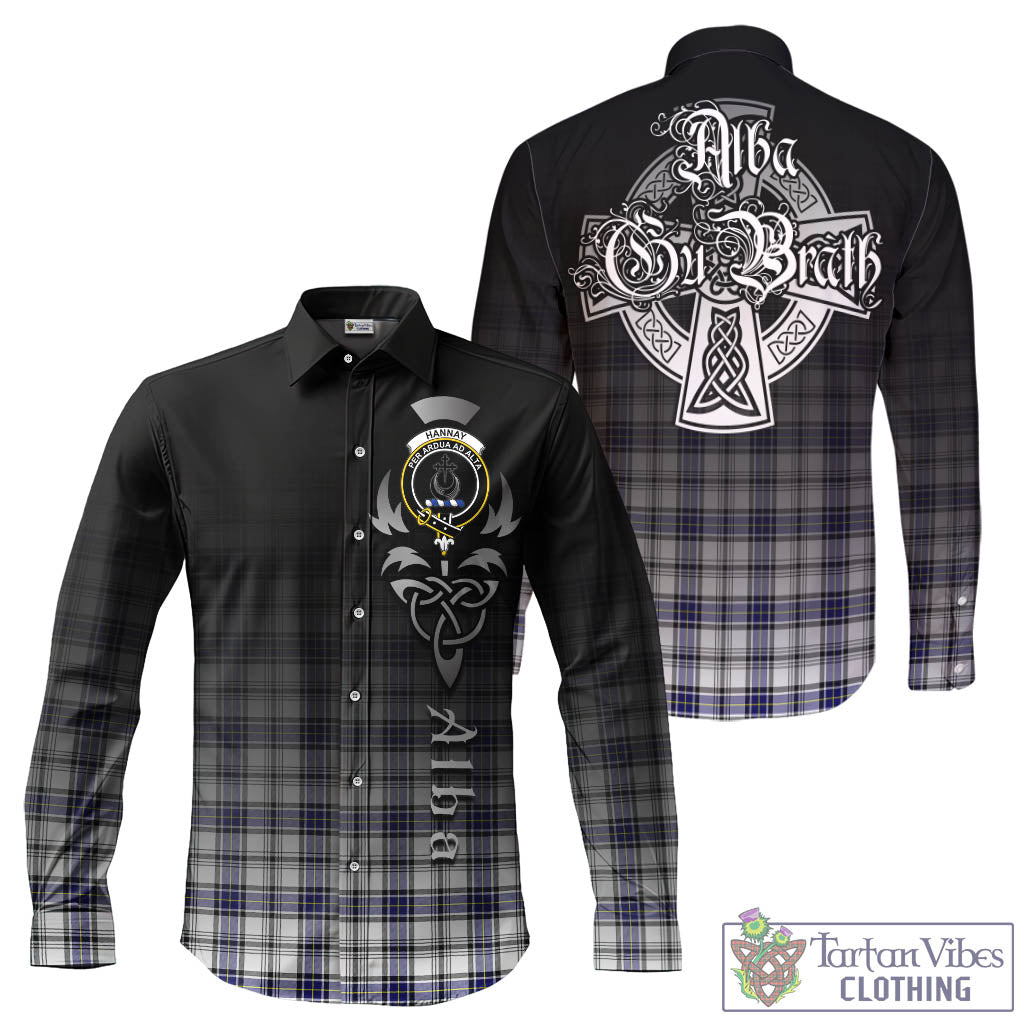 Tartan Vibes Clothing Hannay Modern Tartan Long Sleeve Button Up Featuring Alba Gu Brath Family Crest Celtic Inspired