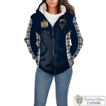 Hannay Tartan Sherpa Hoodie with Family Crest and Lion Rampant Vibes Sport Style