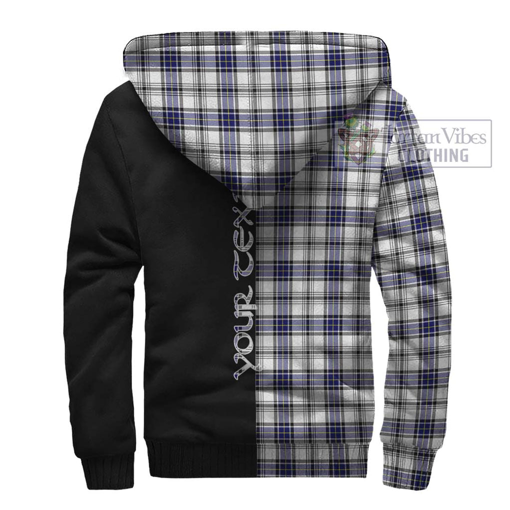 Hannay Tartan Sherpa Hoodie with Family Crest and Half Of Me Style - Tartanvibesclothing Shop