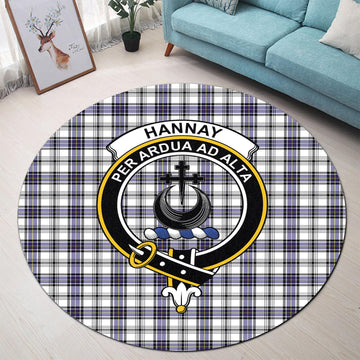 Hannay Tartan Round Rug with Family Crest