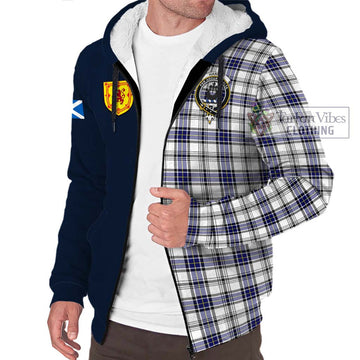 Hannay Tartan Sherpa Hoodie Alba with Scottish Lion Royal Arm Half Style