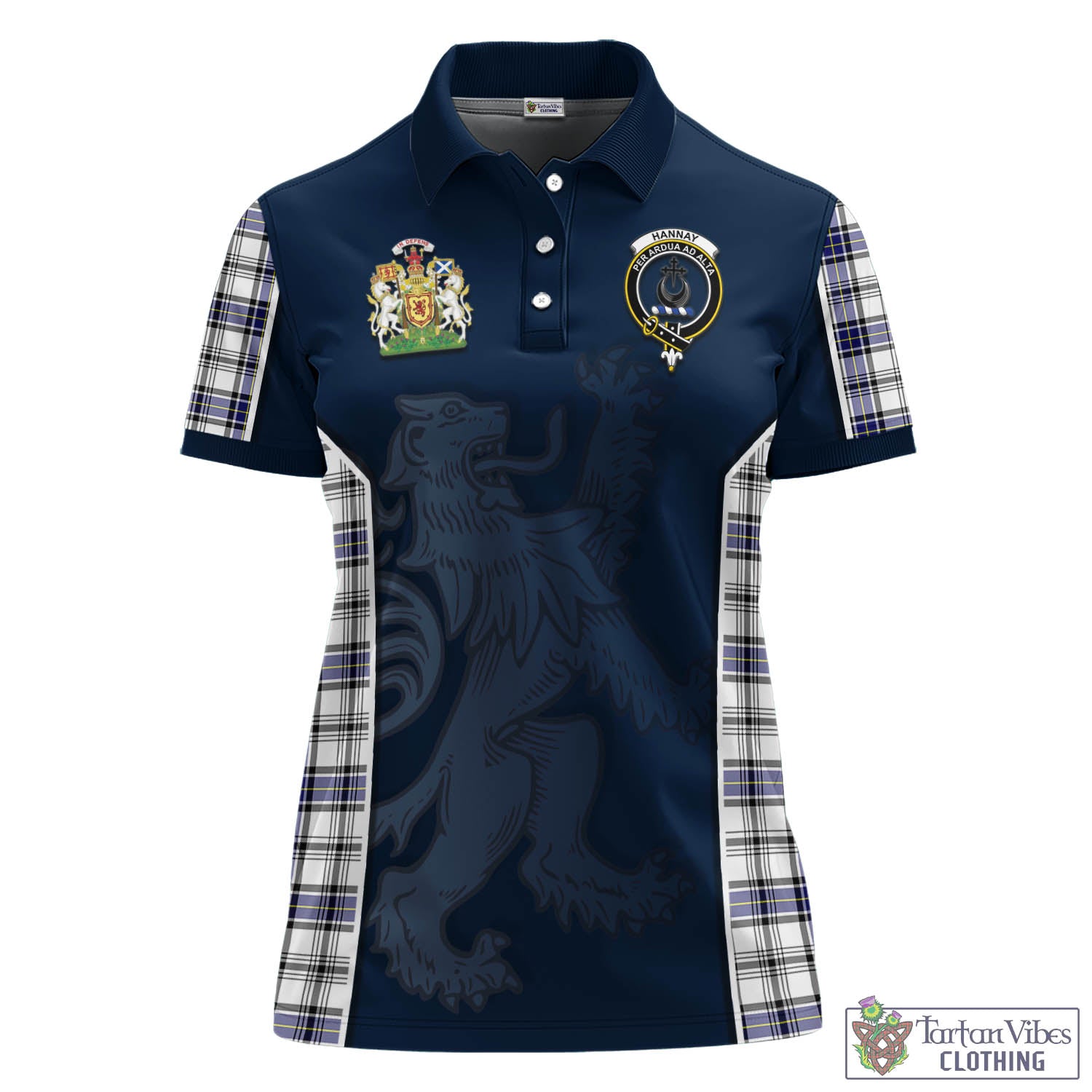 Hannay Tartan Women's Polo Shirt with Family Crest and Lion Rampant Vibes Sport Style - Tartan Vibes Clothing