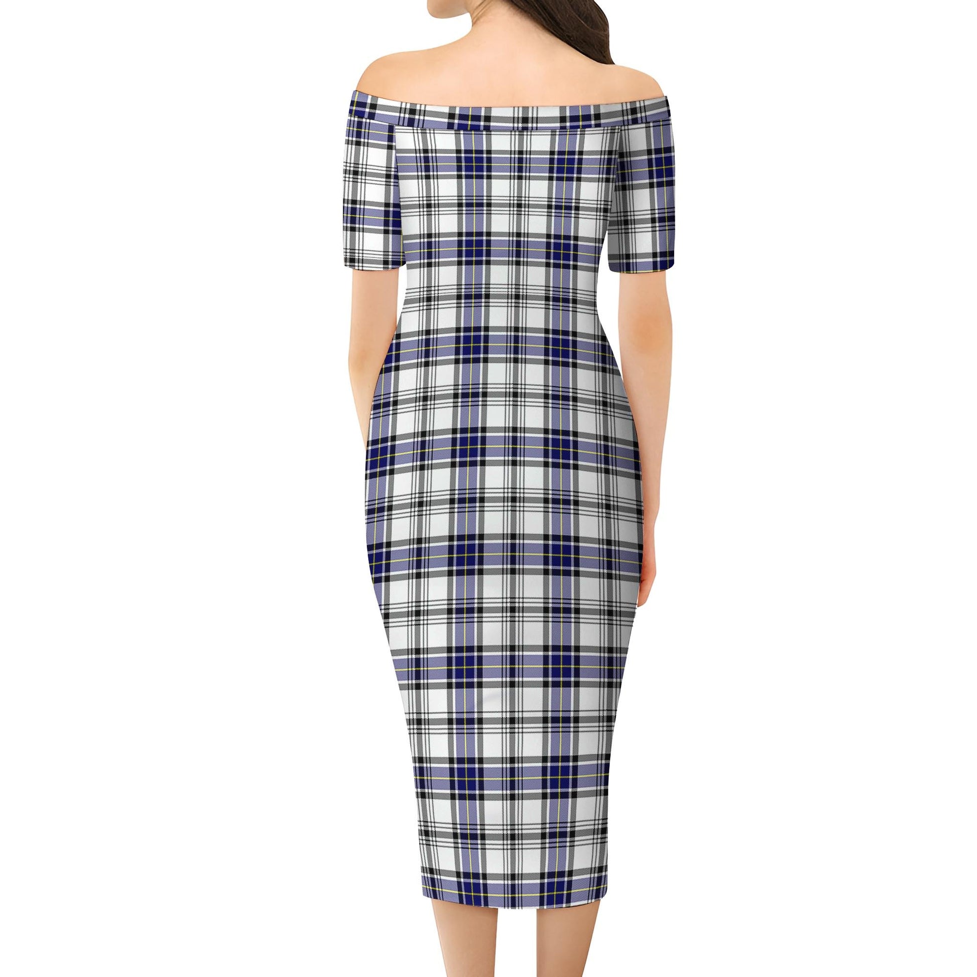 Hannay Modern Tartan Off Shoulder Lady Dress - Tartanvibesclothing