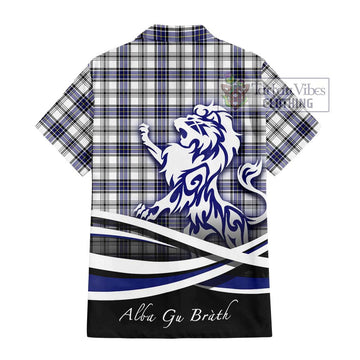 Hannay Tartan Short Sleeve Button Shirt with Alba Gu Brath Regal Lion Emblem