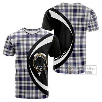 Hannay Tartan Cotton T-shirt with Family Crest Circle Style