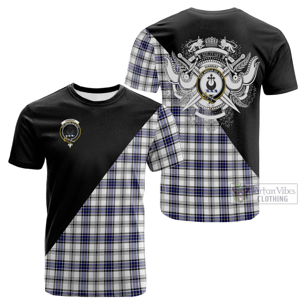 Tartan Vibes Clothing Hannay Modern Tartan Cotton T-shirt with Family Crest and Military Logo Style