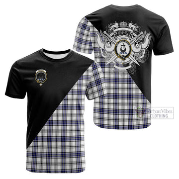 Hannay Tartan Cotton T-shirt with Family Crest and Military Logo Style