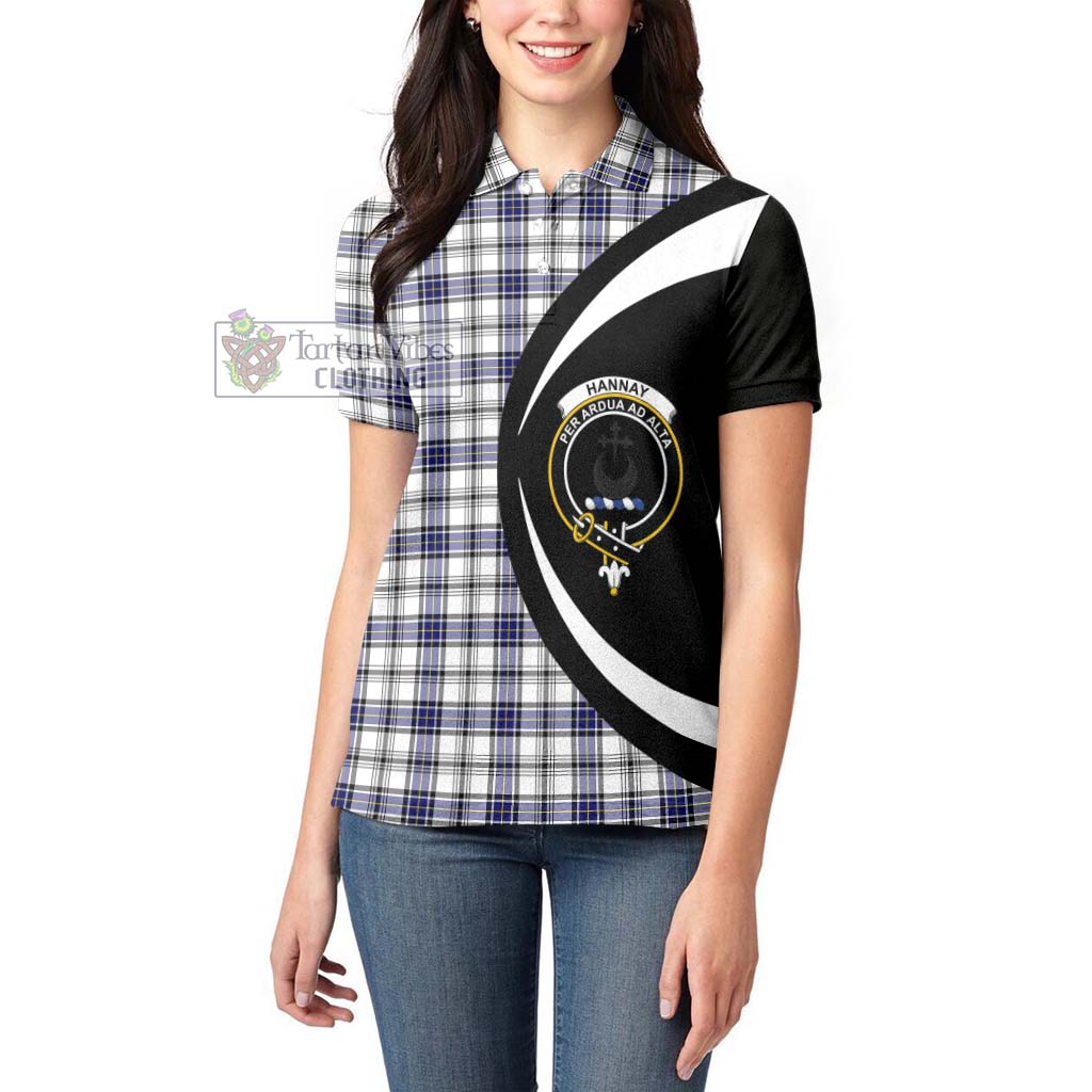 Hannay Tartan Women's Polo Shirt with Family Crest Circle Style - Tartan Vibes Clothing