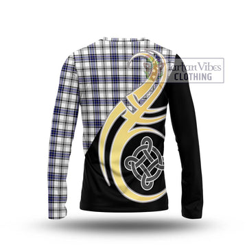 Hannay Tartan Long Sleeve T-Shirt with Family Crest and Celtic Symbol Style