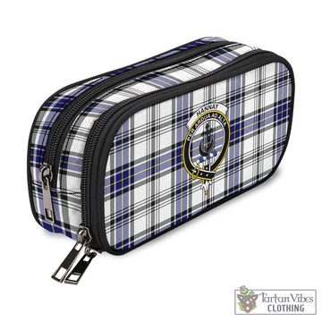 Hannay Tartan Pen and Pencil Case with Family Crest