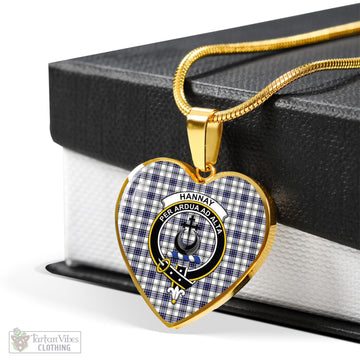 Hannay Tartan Heart Necklace with Family Crest