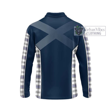 Hannay Tartan Long Sleeve Polo Shirt with Family Crest and Lion Rampant Vibes Sport Style