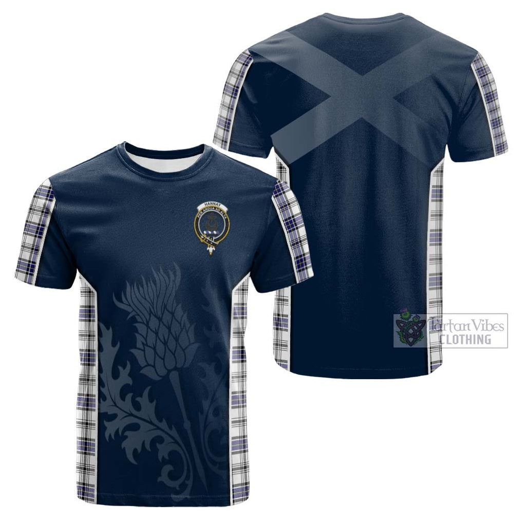 Tartan Vibes Clothing Hannay Modern Tartan Cotton T-shirt with Family Crest and Scottish Thistle Vibes Sport Style