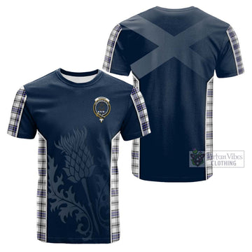 Hannay Tartan Cotton T-shirt with Family Crest and Scottish Thistle Vibes Sport Style