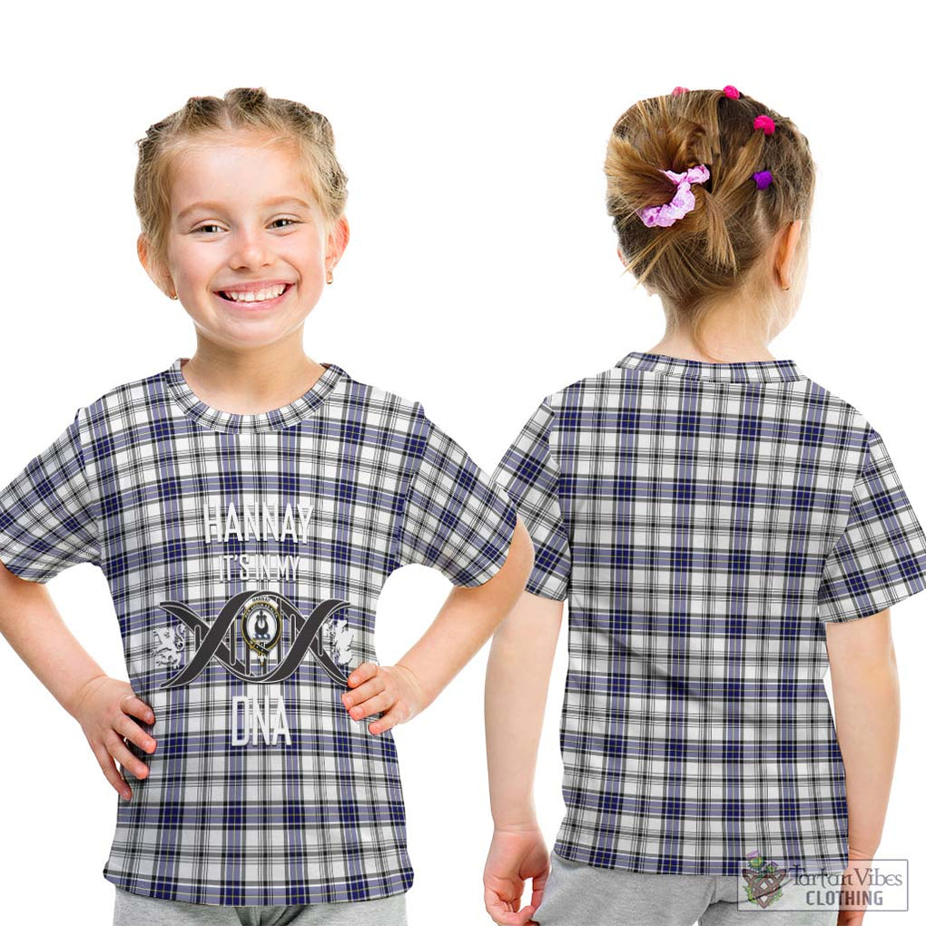Hannay Tartan Kid T-Shirt with Family Crest DNA In Me Style - Tartan Vibes Clothing
