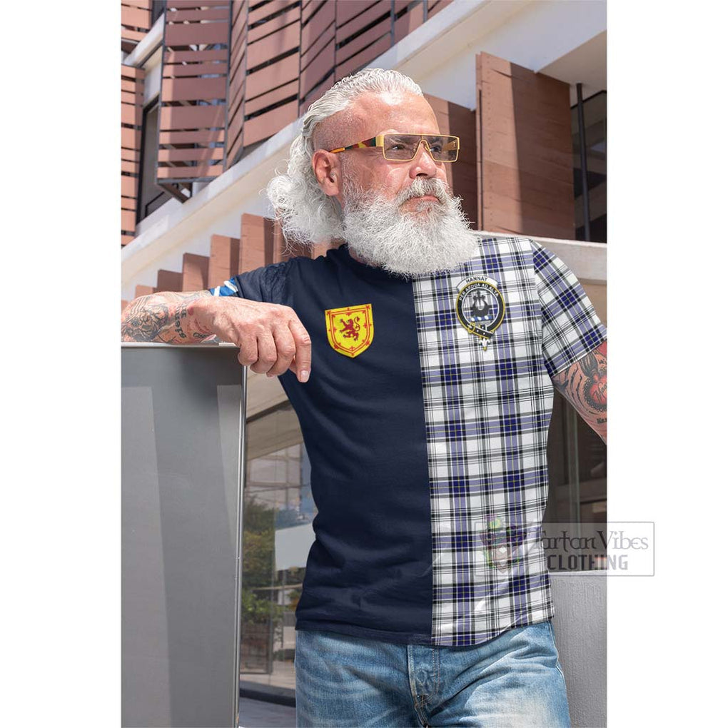 Tartan Vibes Clothing Hannay Modern Tartan Cotton T-shirt with Scottish Lion Royal Arm Half Style