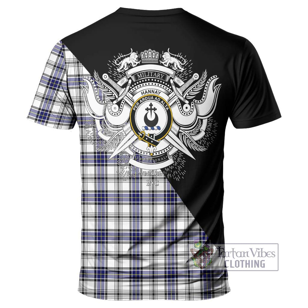 Hannay Tartan T-Shirt with Family Crest and Military Logo Style - Tartanvibesclothing Shop