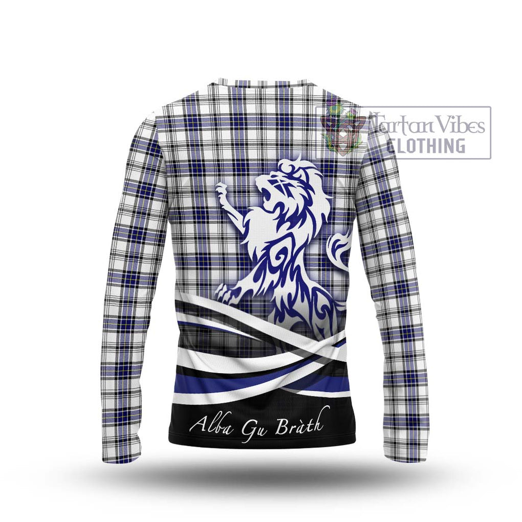 Hannay Tartan Long Sleeve T-Shirt with Alba Gu Brath Regal Lion Emblem - Tartanvibesclothing Shop