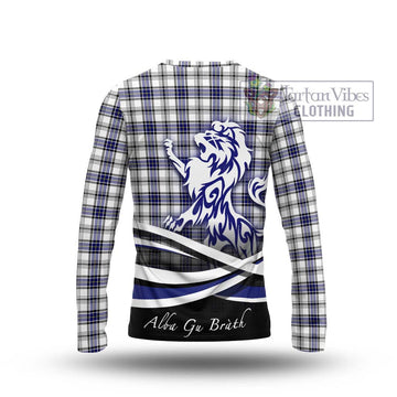 Hannay Tartan Long Sleeve T-Shirt with Alba Gu Brath Regal Lion Emblem