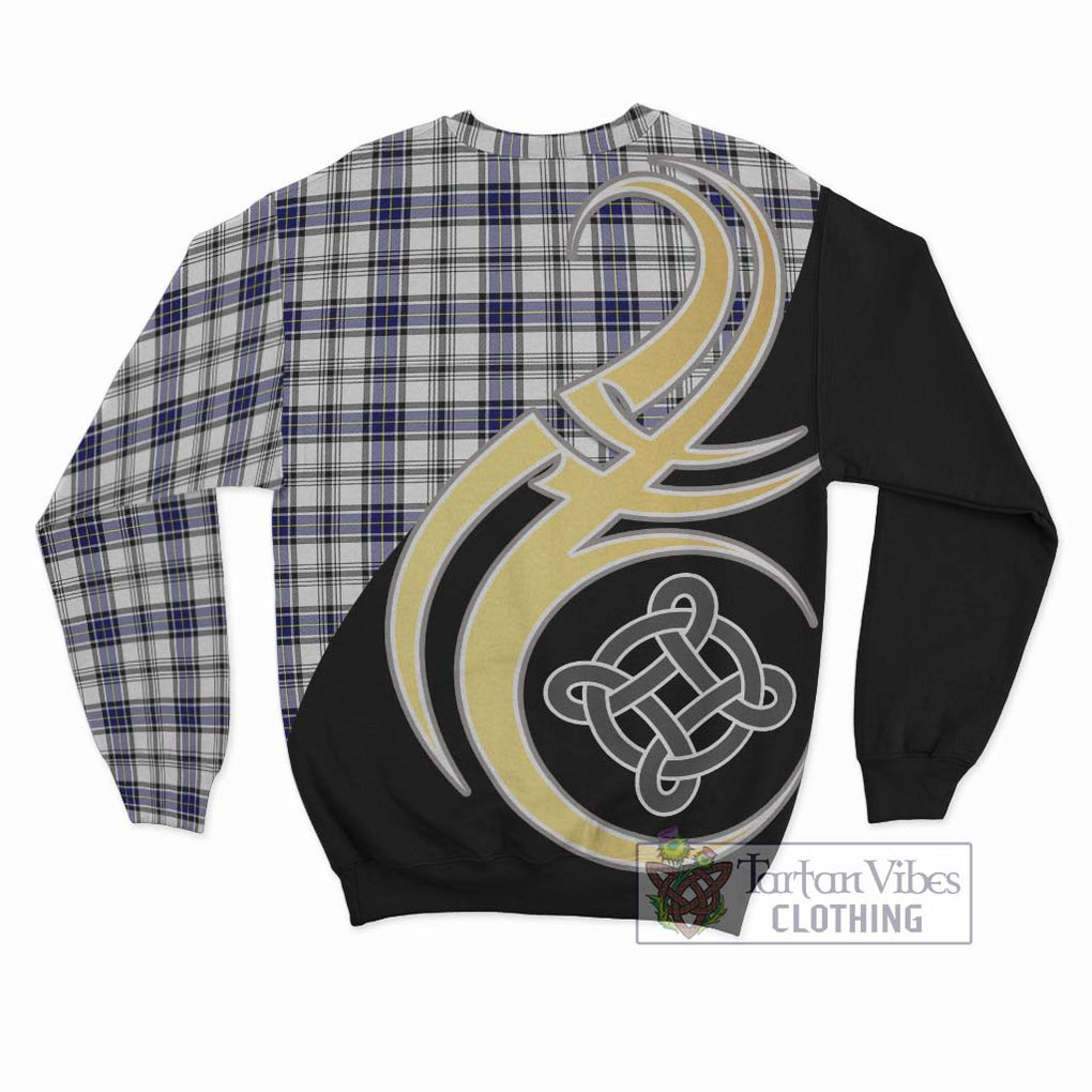 Hannay Tartan Sweatshirt with Family Crest and Celtic Symbol Style - Tartan Vibes Clothing