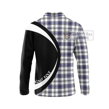 Hannay Tartan Long Sleeve Polo Shirt with Family Crest Circle Style