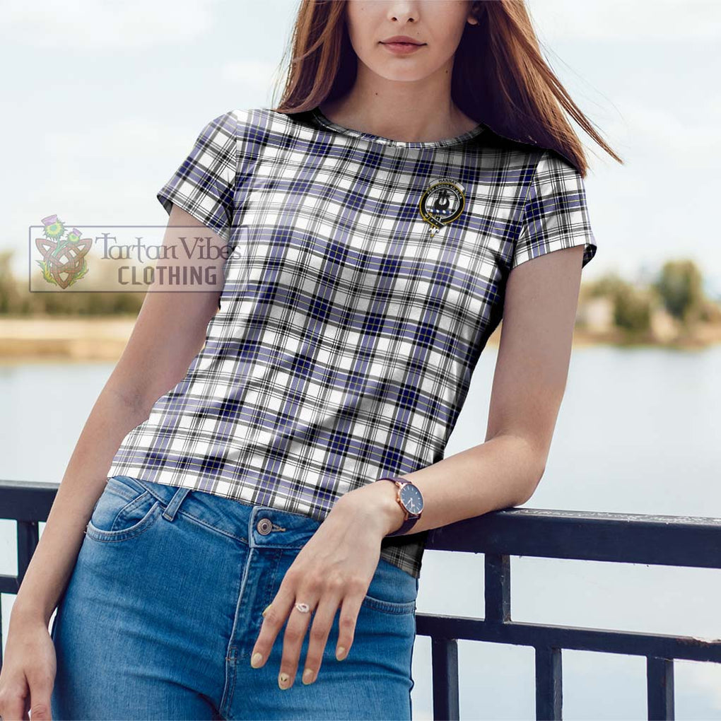 Hannay Tartan Cotton T-Shirt with Family Crest Women's Shirt - Tartanvibesclothing Shop