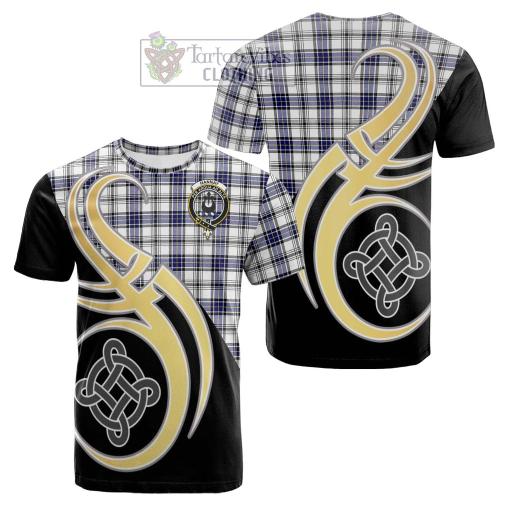 Tartan Vibes Clothing Hannay Modern Tartan Cotton T-shirt with Family Crest and Celtic Symbol Style