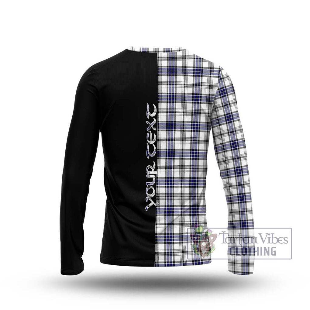 Hannay Tartan Long Sleeve T-Shirt with Family Crest and Half Of Me Style - Tartanvibesclothing Shop