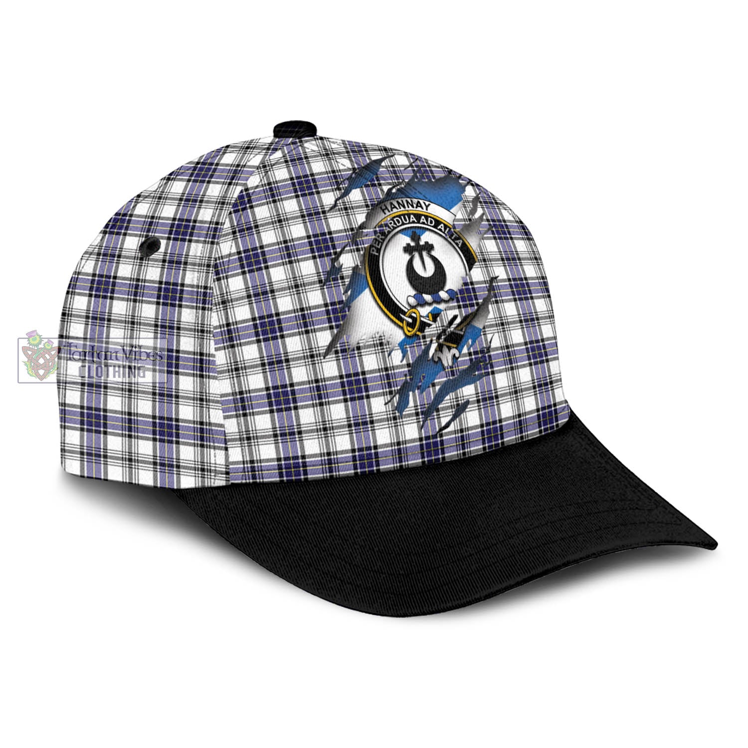 Tartan Vibes Clothing Hannay Modern Tartan Classic Cap with Family Crest In Me Style