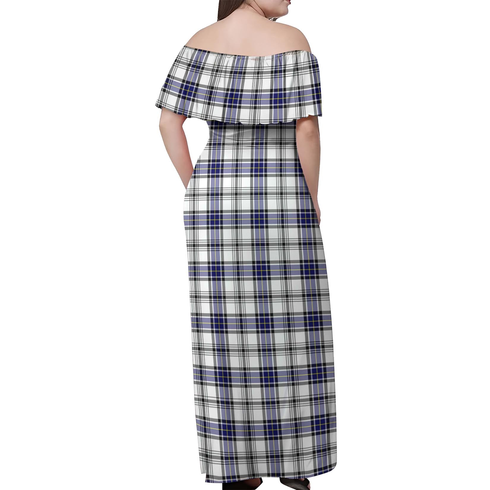 Hannay Modern Tartan Off Shoulder Long Dress - Tartanvibesclothing