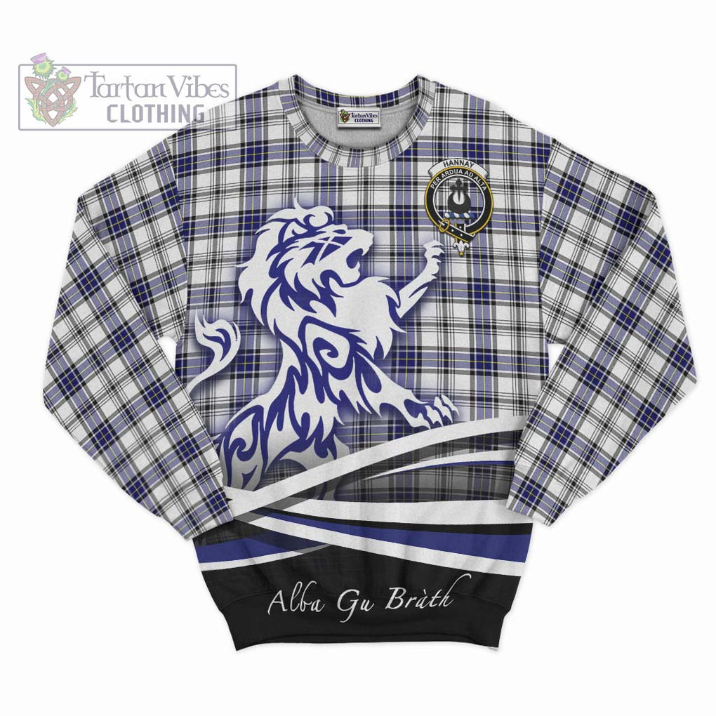 Hannay Tartan Sweatshirt with Alba Gu Brath Regal Lion Emblem - Tartanvibesclothing Shop