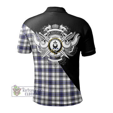 Hannay Tartan Polo Shirt with Family Crest and Military Logo Style