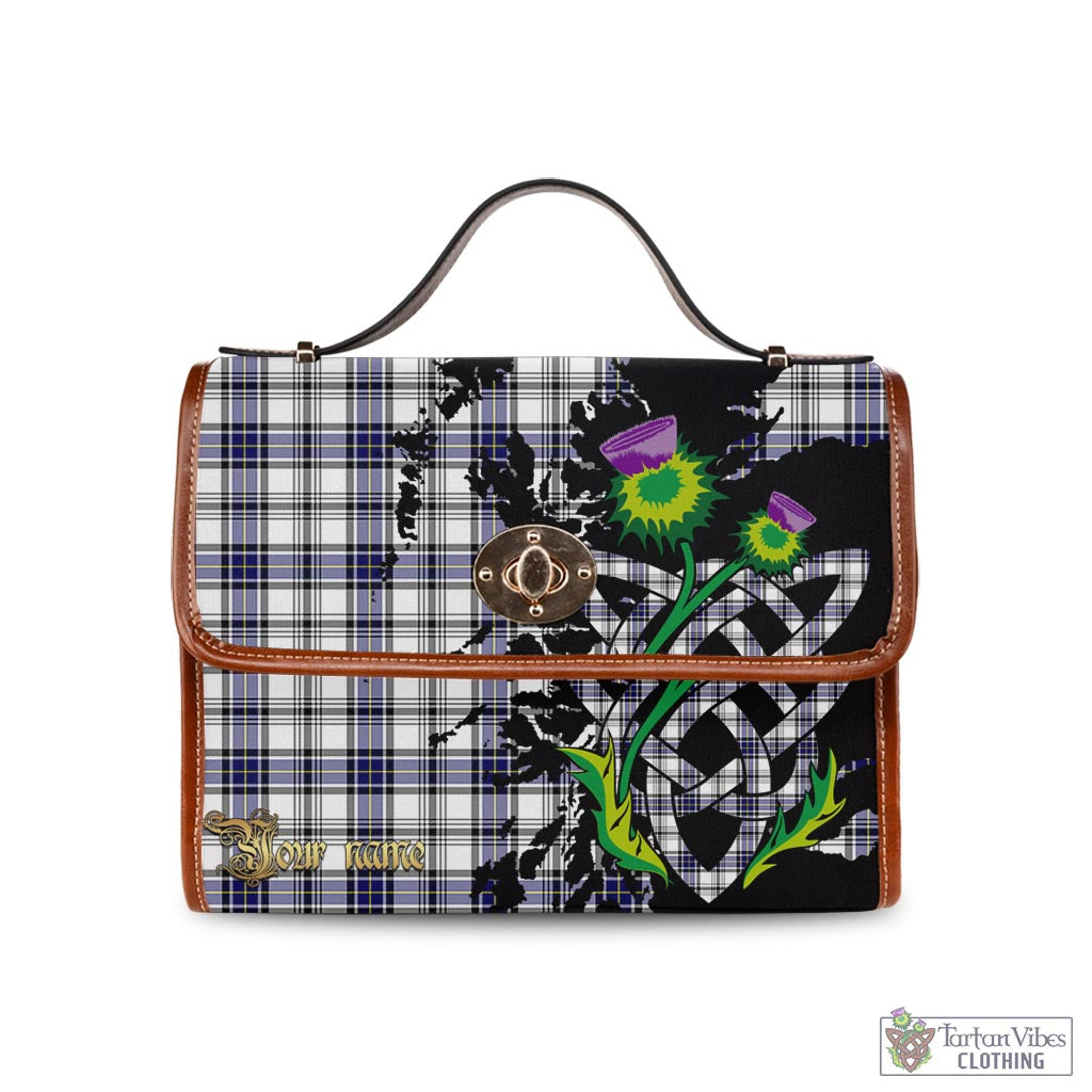 Tartan Vibes Clothing Hannay Modern Tartan Waterproof Canvas Bag with Scotland Map and Thistle Celtic Accents