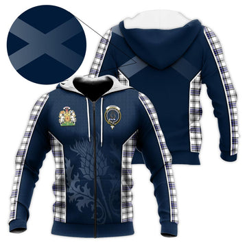 Hannay Tartan Knitted Hoodie with Family Crest and Scottish Thistle Vibes Sport Style