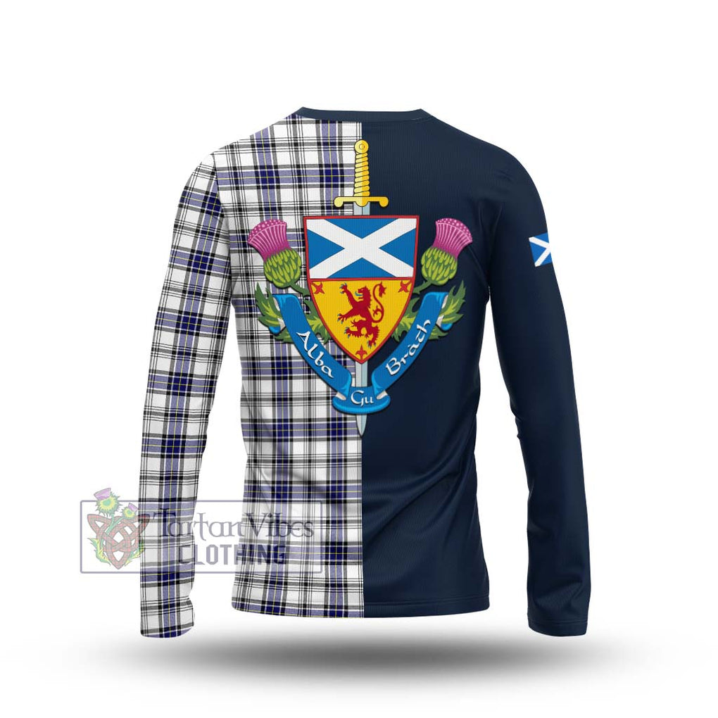 Tartan Vibes Clothing Hannay Modern Tartan Long Sleeve T-Shirt with Scottish Lion Royal Arm Half Style