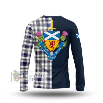 Hannay Tartan Long Sleeve T-Shirt Alba with Scottish Lion Royal Arm Half Style