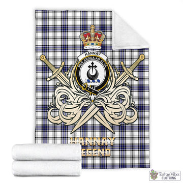 Hannay Tartan Blanket with Clan Crest and the Golden Sword of Courageous Legacy