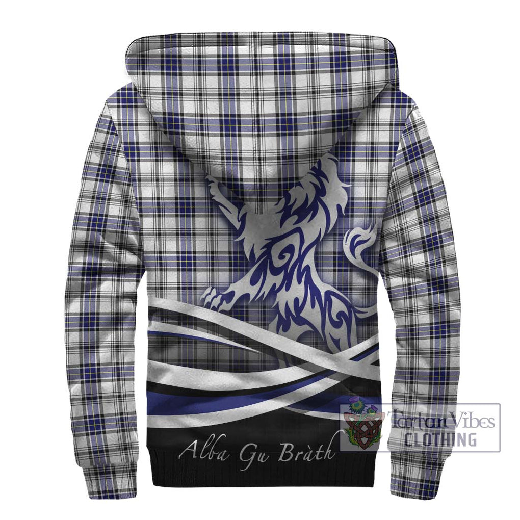 Hannay Tartan Sherpa Hoodie with Alba Gu Brath Regal Lion Emblem - Tartanvibesclothing Shop