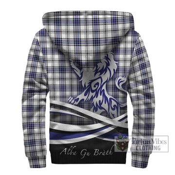 Hannay Tartan Sherpa Hoodie with Alba Gu Brath Regal Lion Emblem