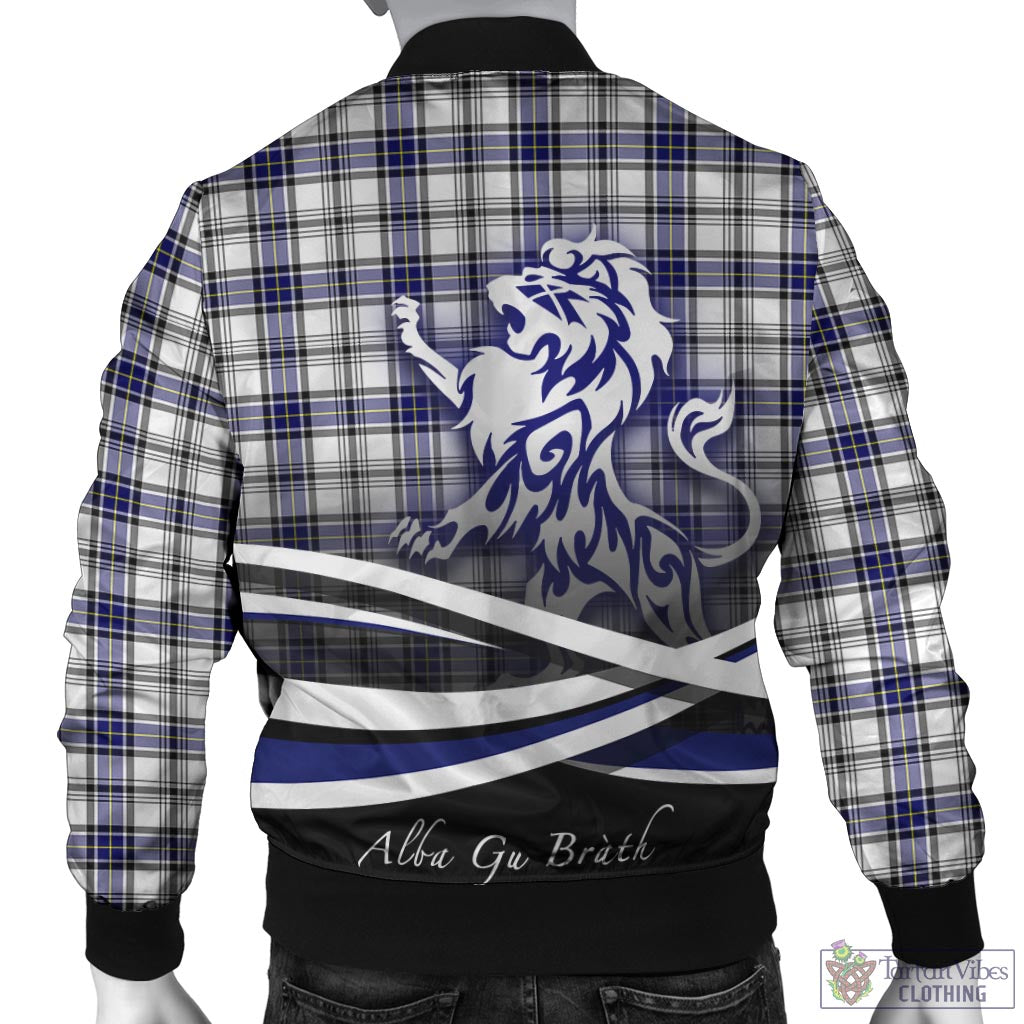 Tartan Vibes Clothing Hannay Modern Tartan Bomber Jacket with Alba Gu Brath Regal Lion Emblem