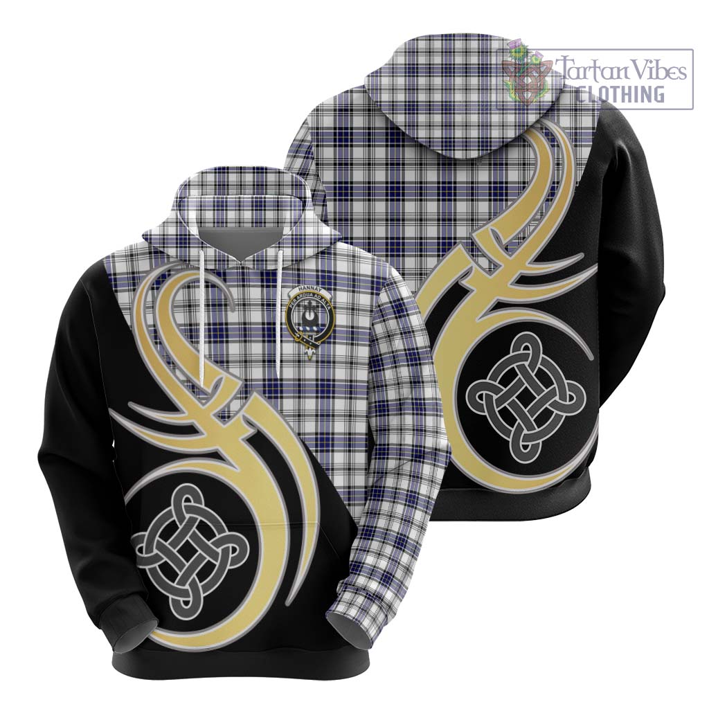 Hannay Tartan Hoodie with Family Crest and Celtic Symbol Style - Tartan Vibes Clothing